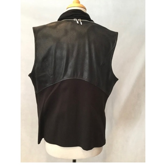 Joseph Ribkoff Faux Leather Vest with removable zippered scarf, black, 10 NEW - Picture 8 of 8